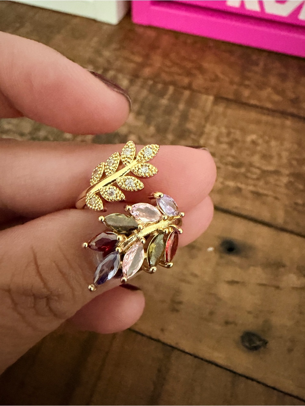 Leaf Multi-Stone Women’s Ring Adjustable